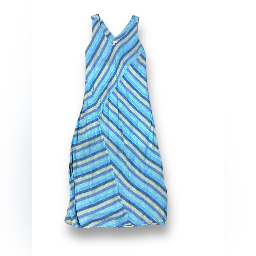 J. Jill Blue Striped Linen (lined) Maxi Dress